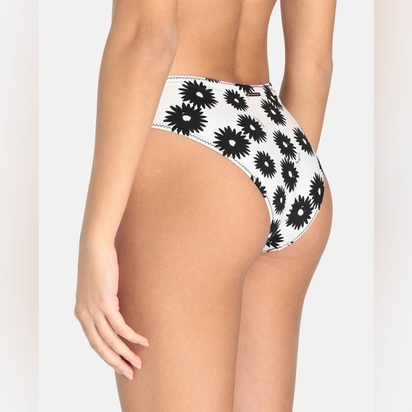 Stella McCartney Swimwear Linda Floral Print High Leg Brief Black‎ Cream Size XS - Picture 2 of 7